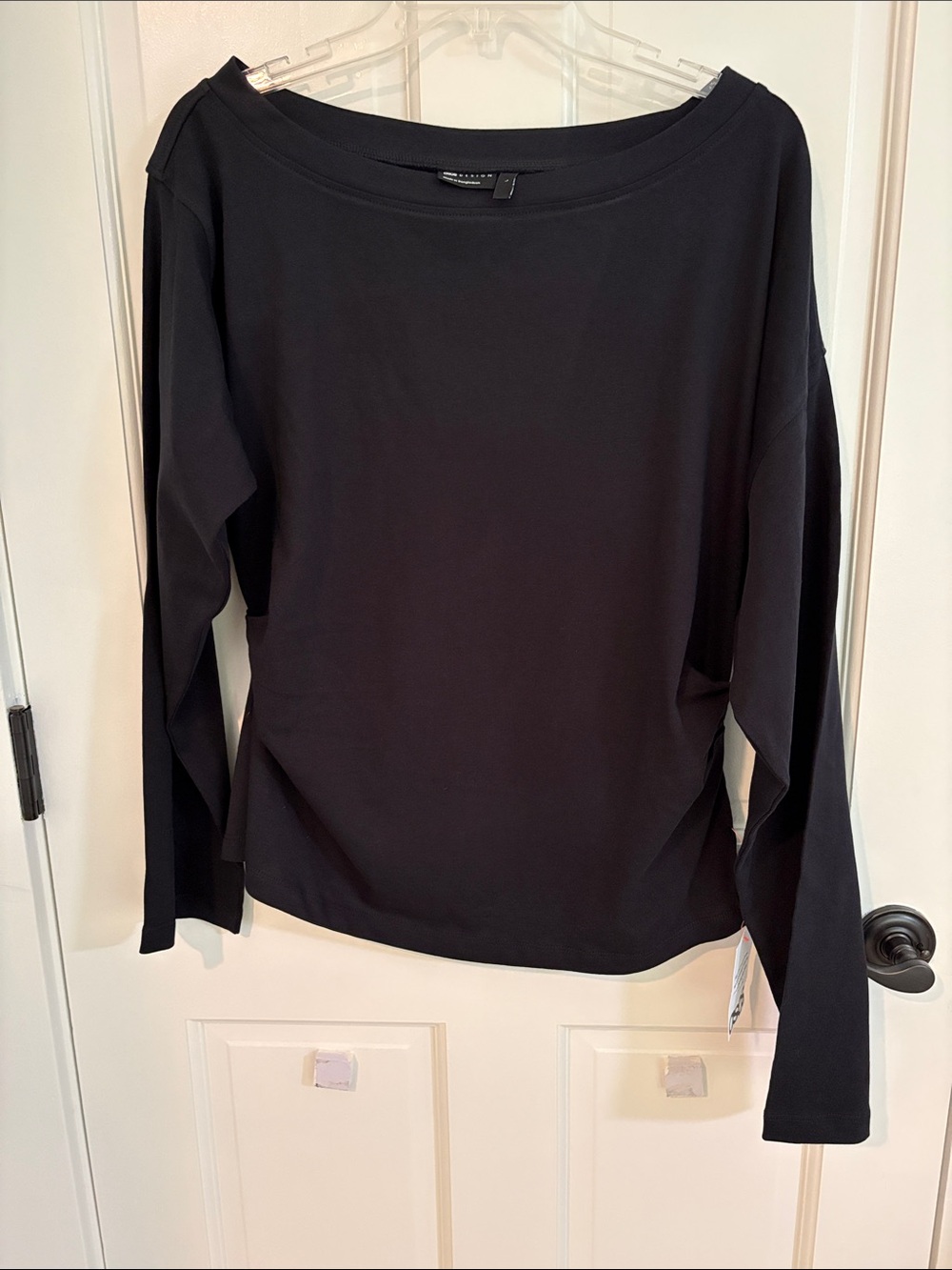 ASOS Women's Wide Boat-Neck Long Sleeve Top in Charcoal